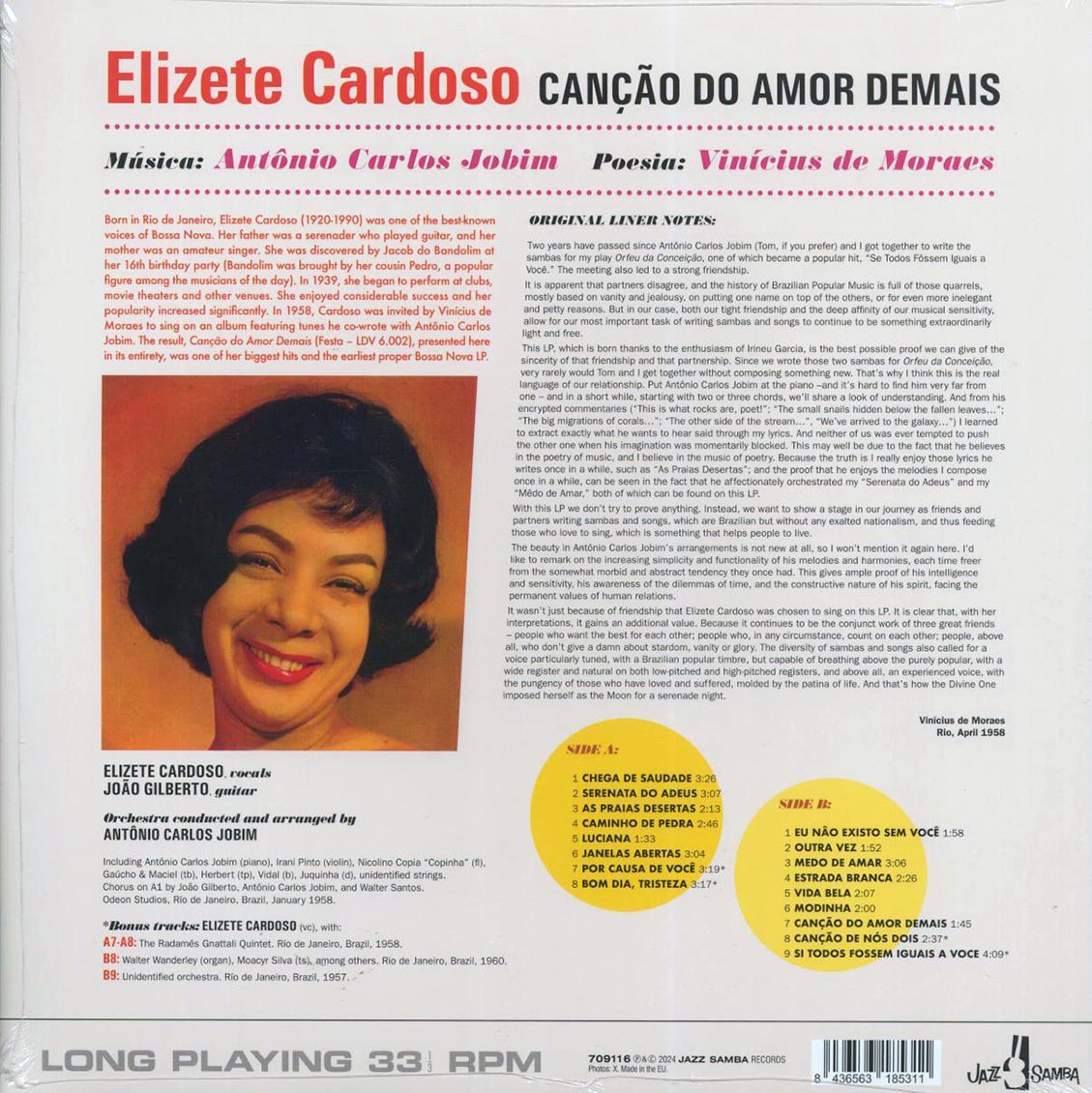 Elizete Cardoso - Cancao Do Amor Demais (+4 bonus tracks) (180g) [New Vinyl Record LP]