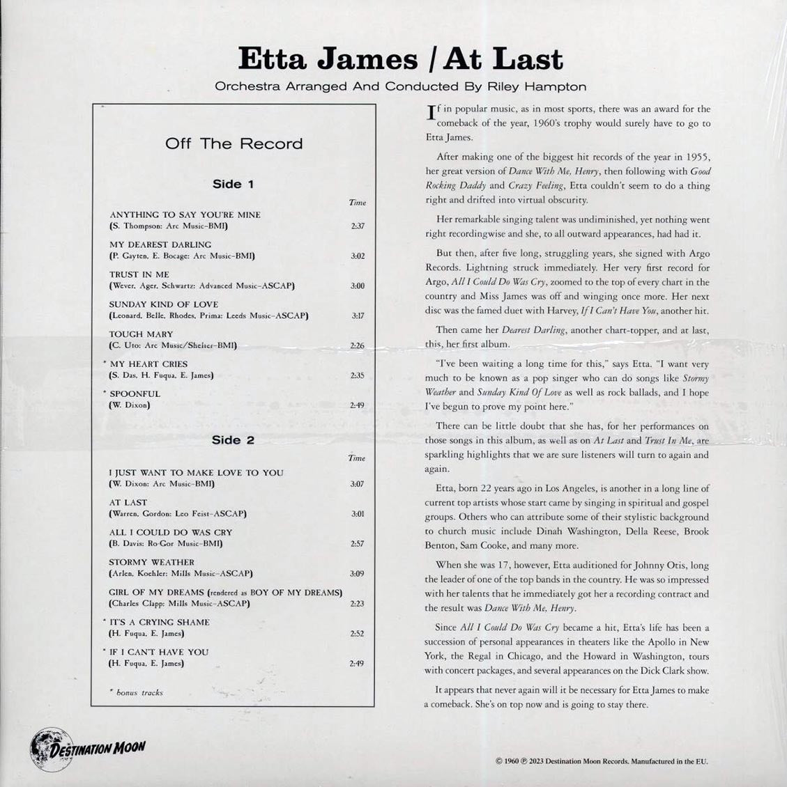 Etta James - At Last! (ltd. 500 copies made) (clear vinyl) [New Vinyl Record LP]