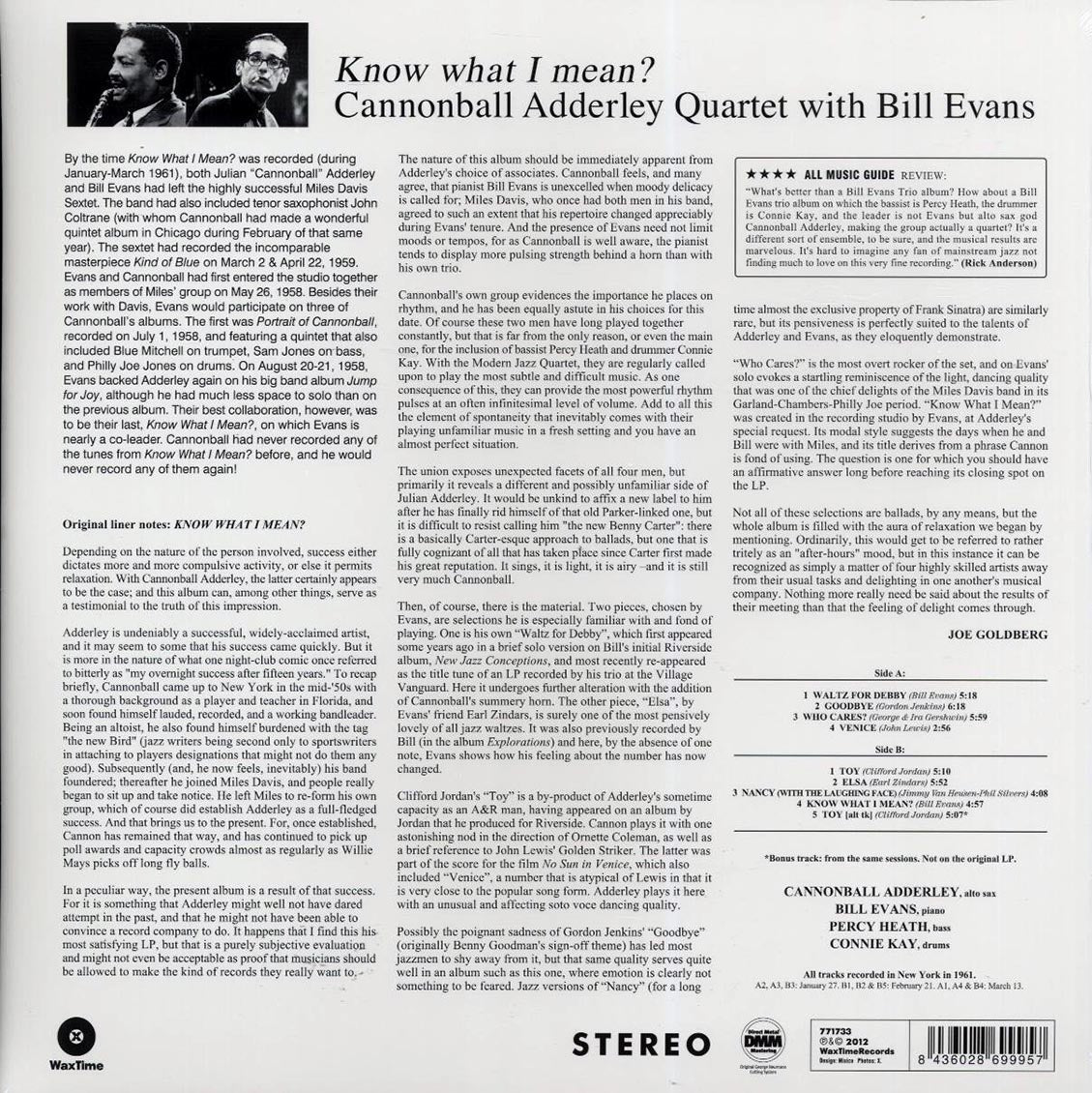 Cannonball Adderley, Bill Evans - Know What I Mean? (ltd. ed.) (180g) (remastered) [New Vinyl Record LP]