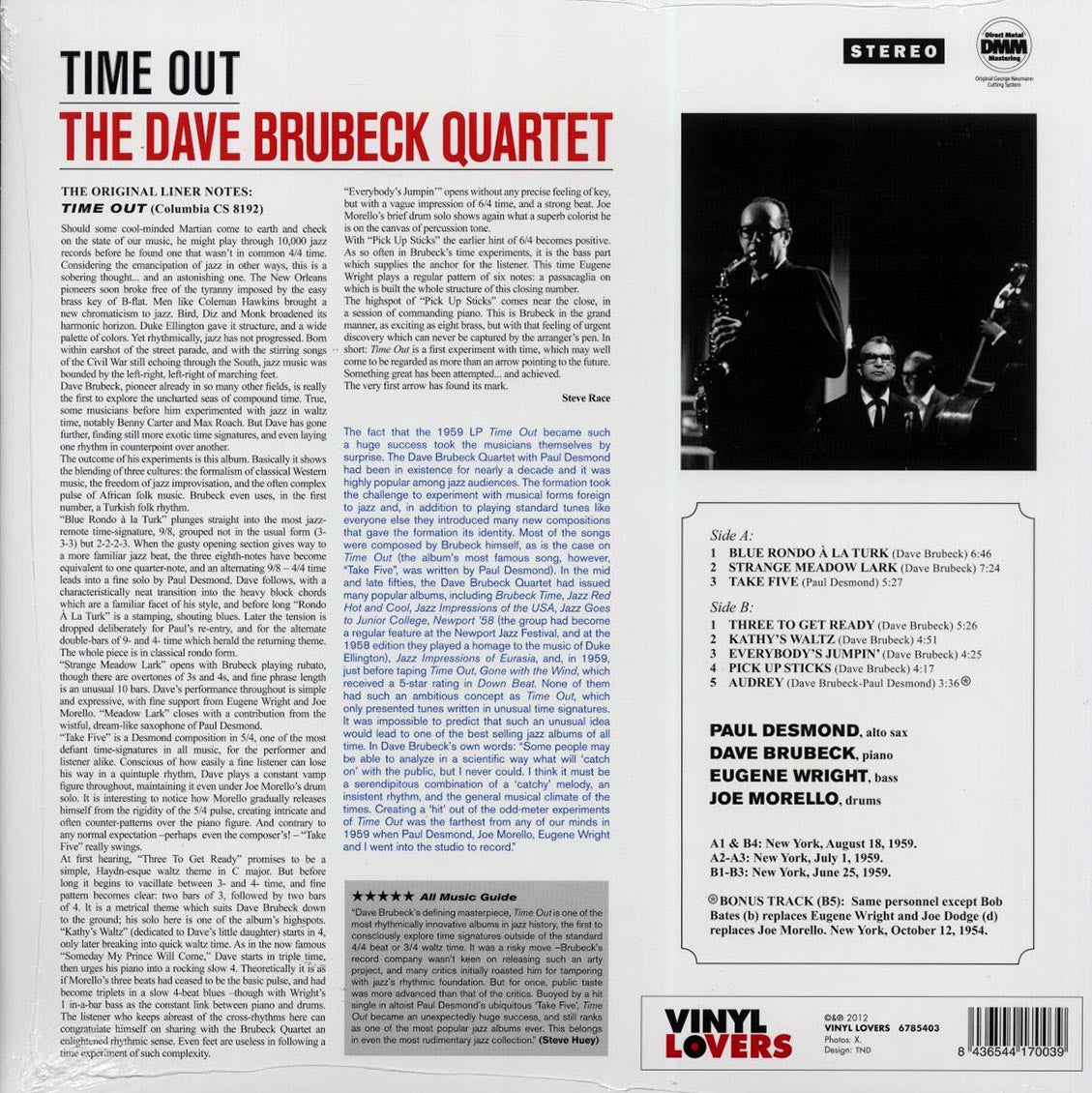 Dave Brubeck Quartet - Time Out (+bonus track) (ltd. ed.) (180g) [New Vinyl Record LP]