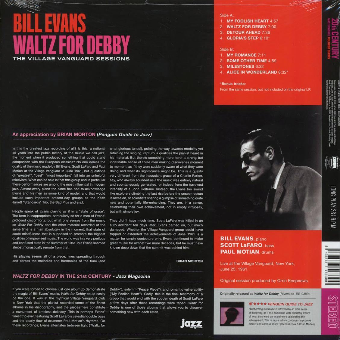Bill Evans - Waltz For Debby: The Village Vanguard Sessions (+2 bonus tracks) (ltd. ed.) (180g) (red vinyl) [New Vinyl Record LP]