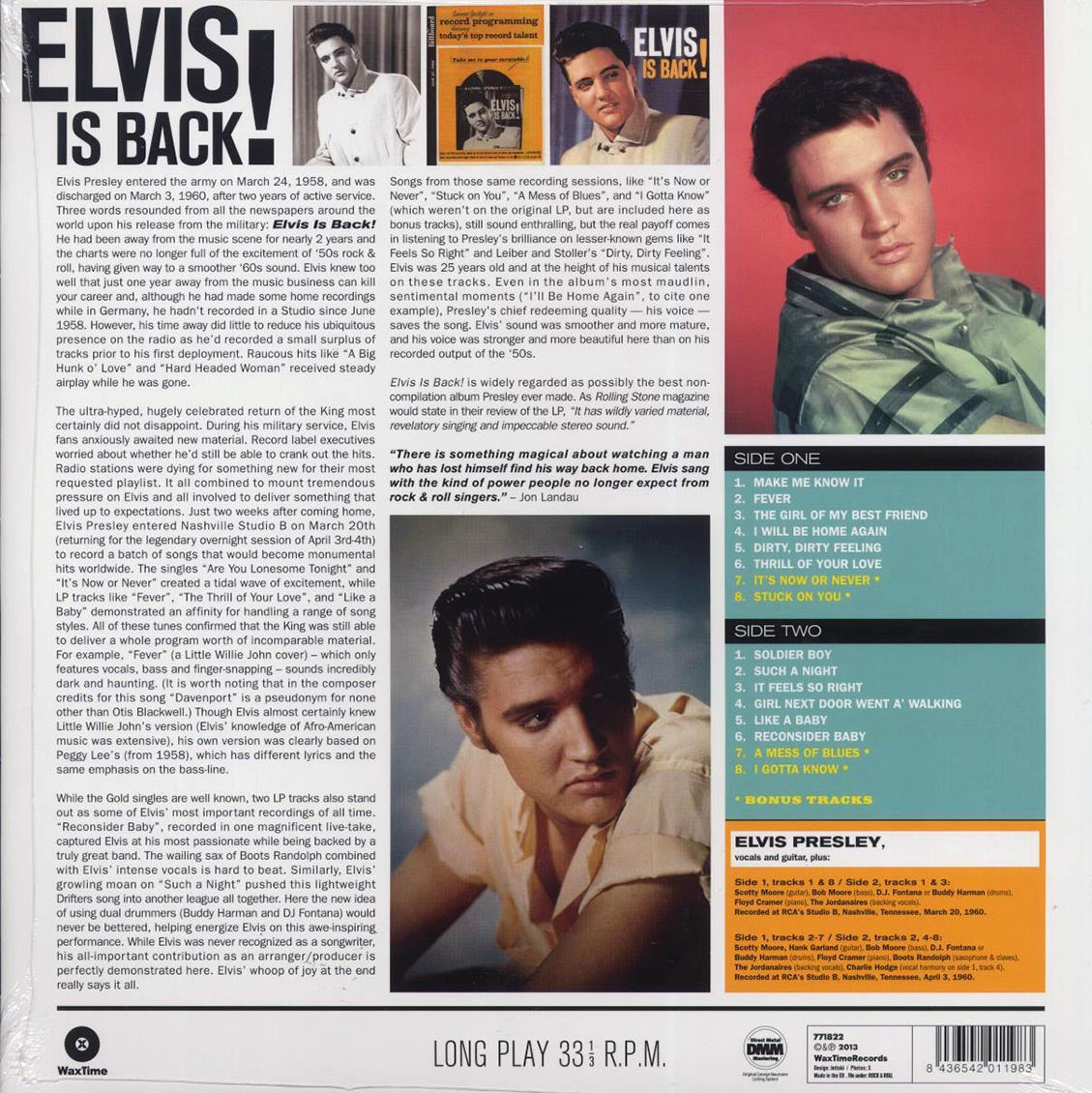 Elvis Presley - Elvis Is Back (+4 bonus tracks) (180g) [New Vinyl Record LP]