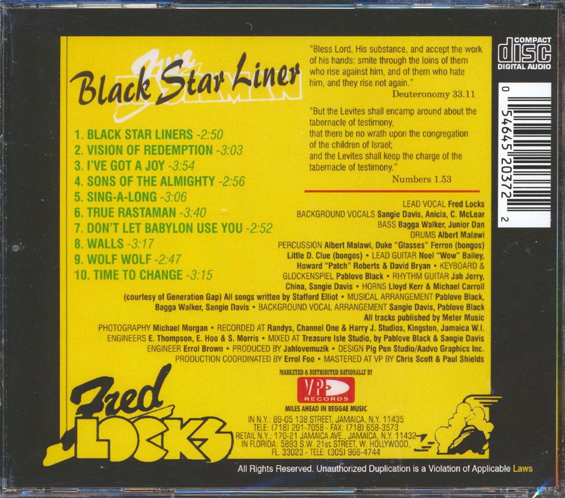 Fred Locks - Black Star Liner [New CD]