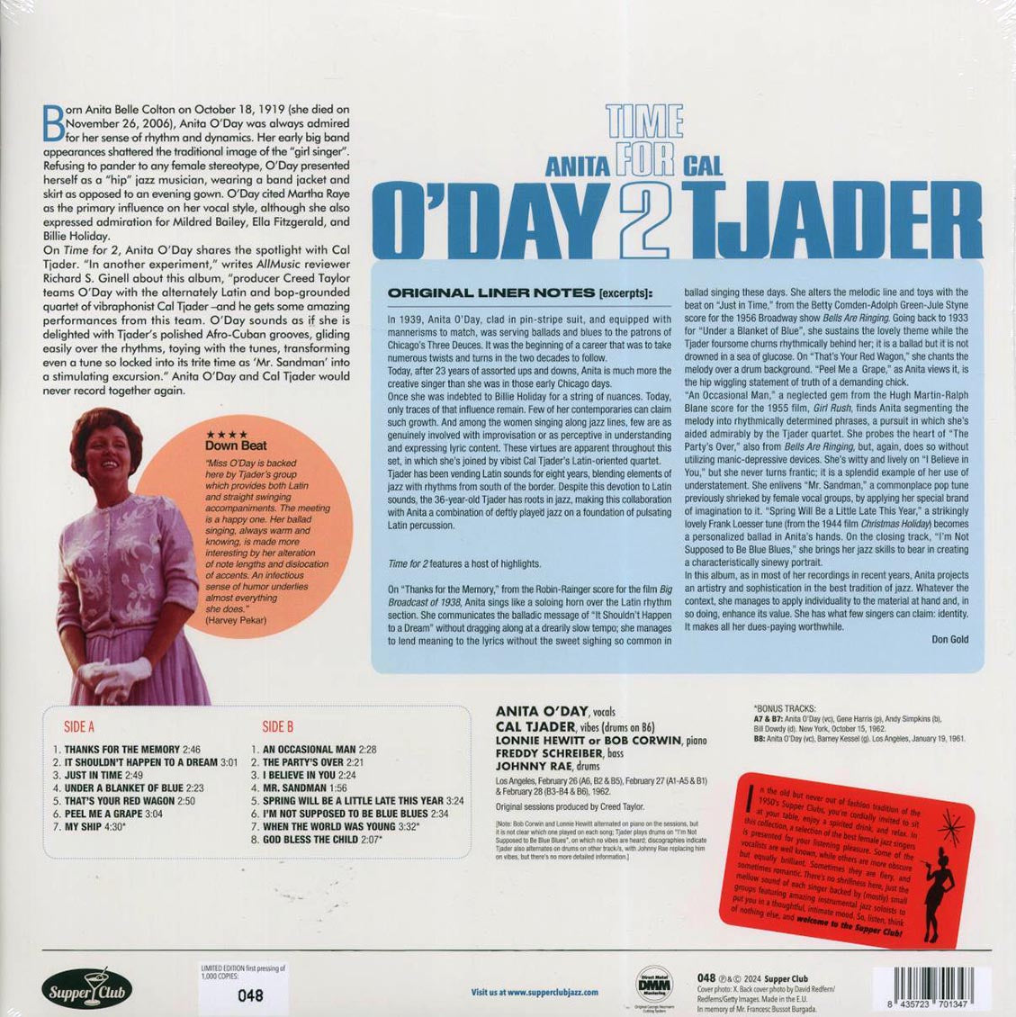 Anita O'Day, Cal Tjader - Time For 2 (ltd. ed.) (180g) [New Vinyl Record LP]