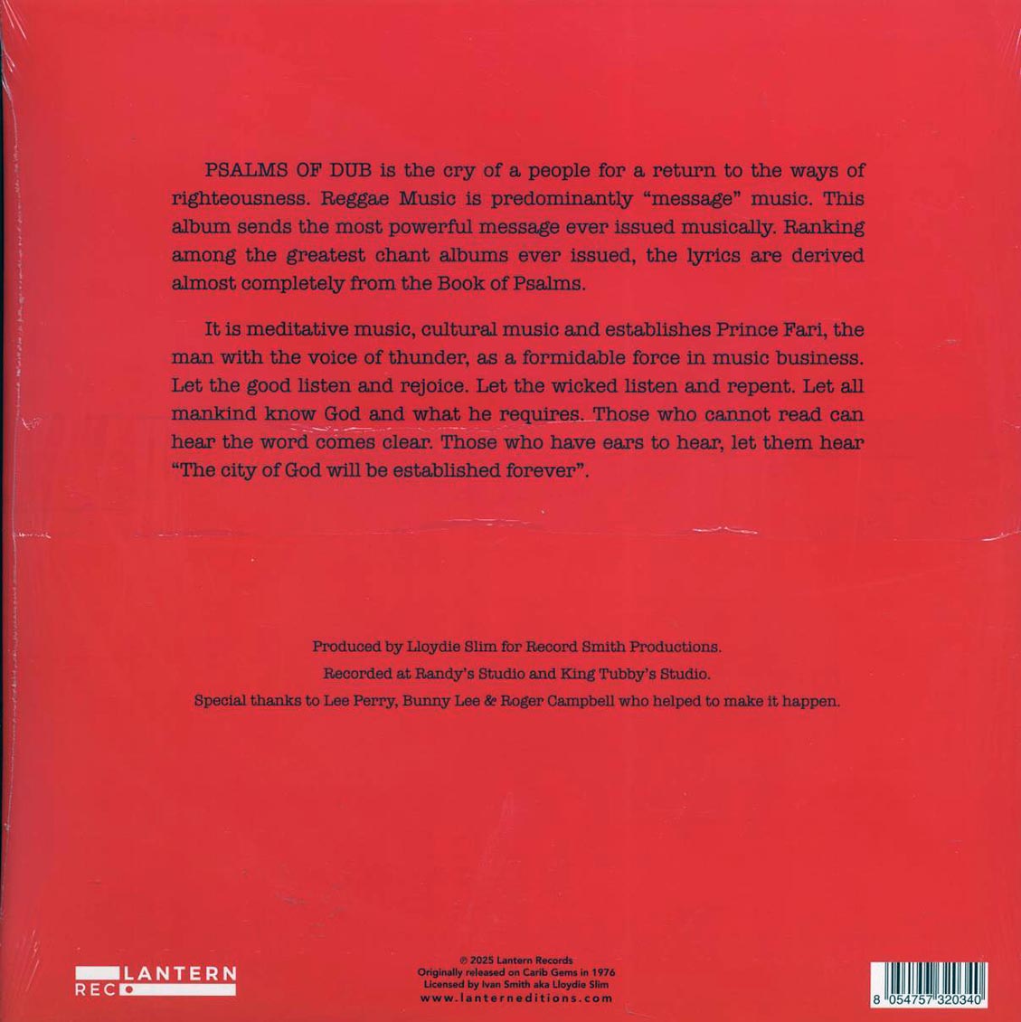 Prince Far I - Psalms For I [New Vinyl Record LP]