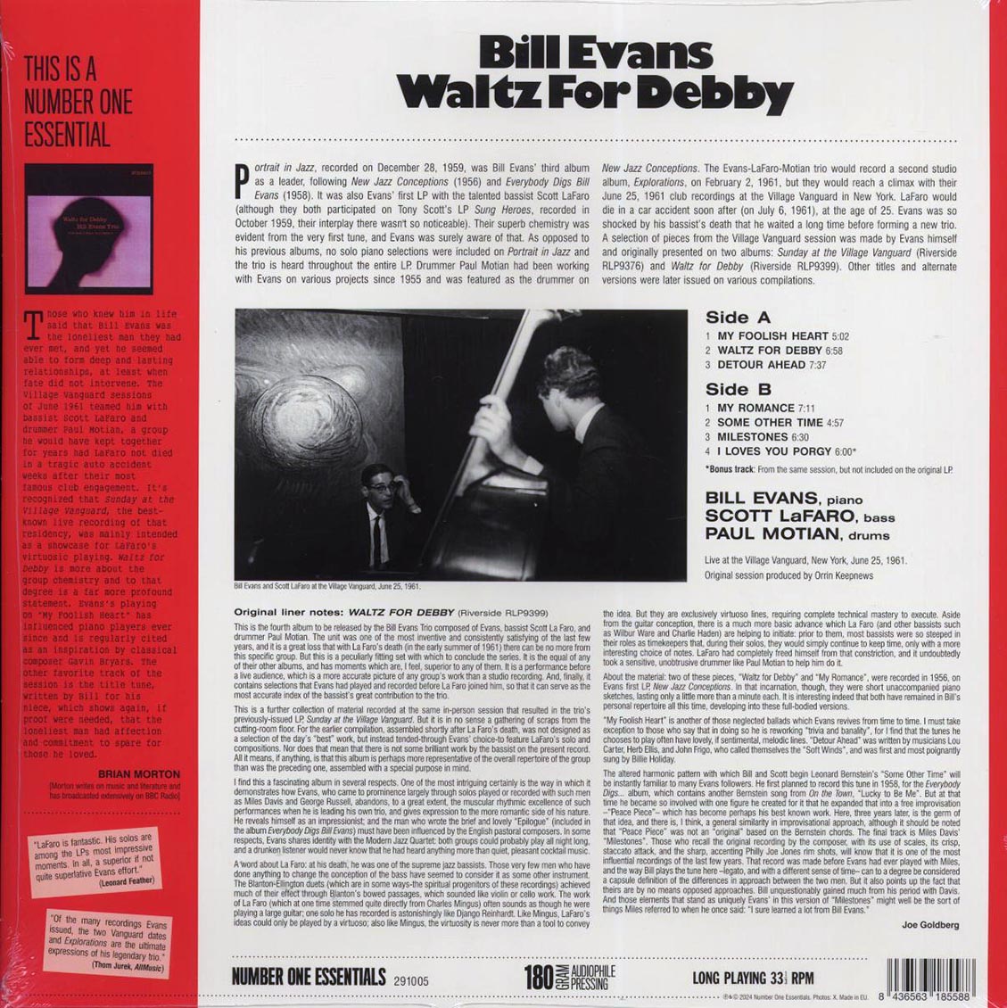 Bill Evans - Waltz For Debby (+bonus track) (ltd. ed.) (180g) [New Vinyl Record LP]