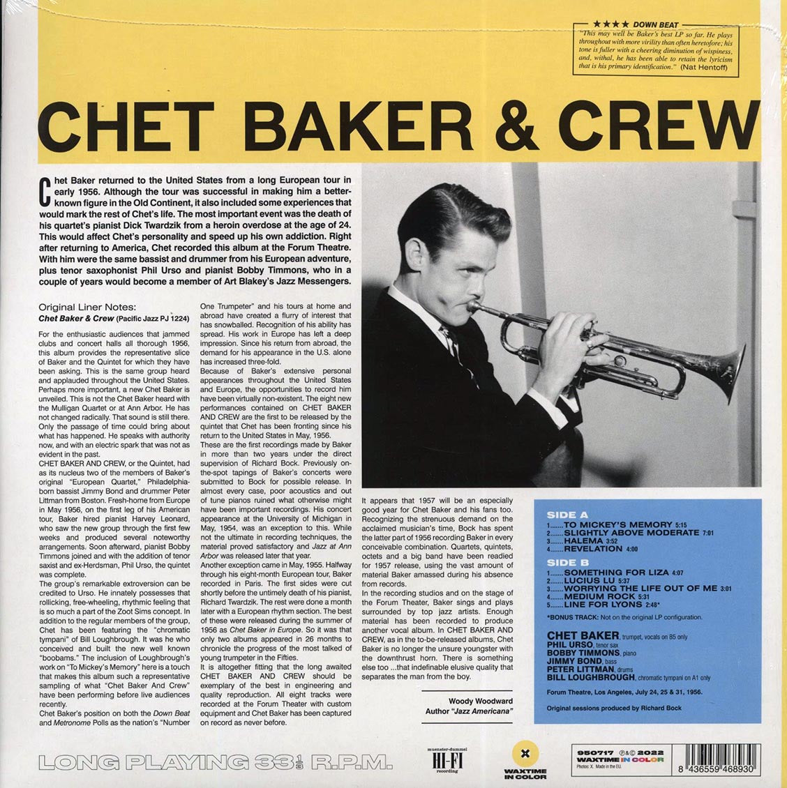 Chet Baker - Chet Baker & Crew (+bonus track) (ltd. ed.) (180g) (yellow vinyl) [New Vinyl Record LP]