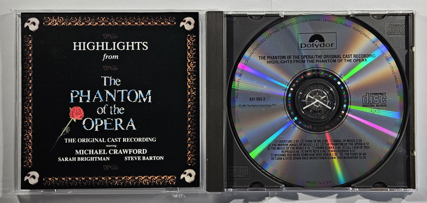 Andrew Lloyd Webber - Highlights From The Phantom of the Opera [1987 Used CD] [D]