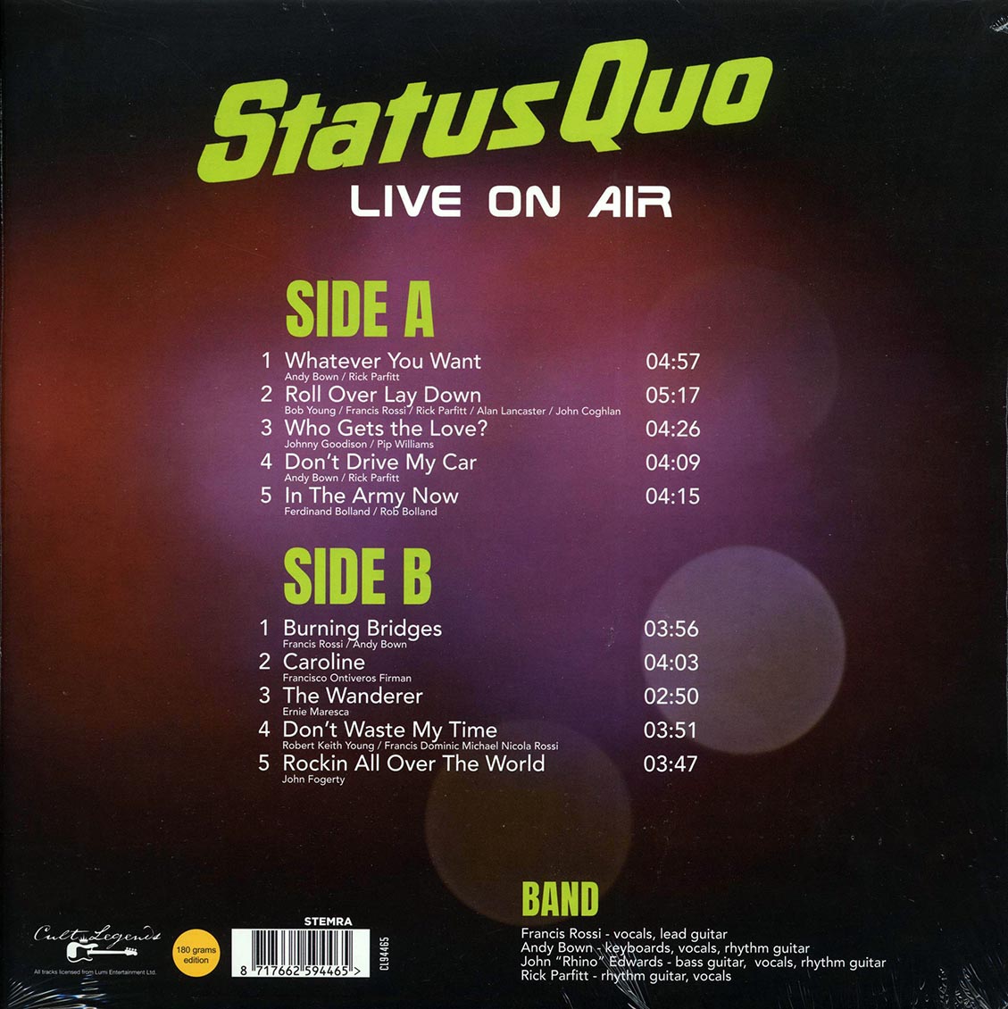 Status Quo - Live on Air [2024 Unofficial 180G] [New Vinyl Record LP]