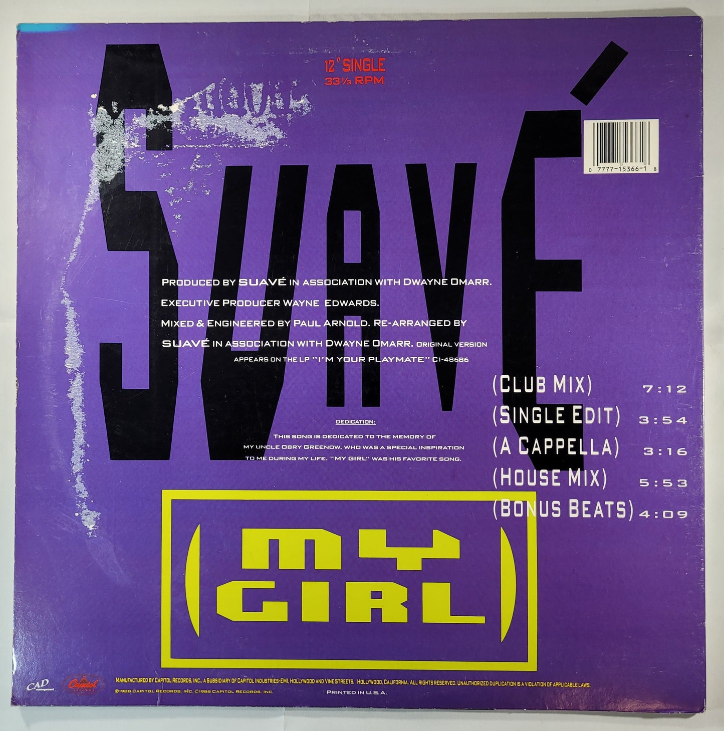 Suave - My Girl [1988 Used Vinyl Record 12" Single]