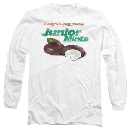 Tootsie Roll Junior Mints Logo Mens Long Sleeve Shirt White Officially Licensed