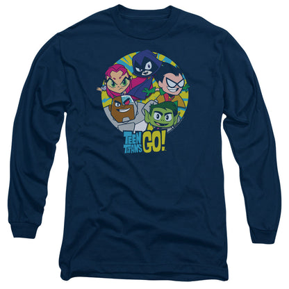 Teen Titans Go Go Go Group Mens Long Sleeve Shirt Navy Officially Licensed