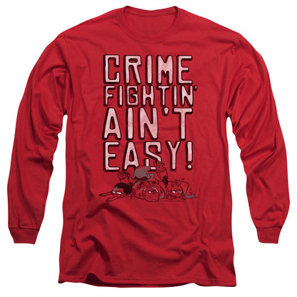 Teen Titans Go Not Easy Mens Long Sleeve Shirt Red Officially Licensed