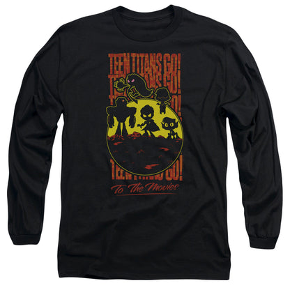 Teen Titans Go To The Movies Titans Silhouette Mens Long Sleeve Shirt Black Officially Licensed