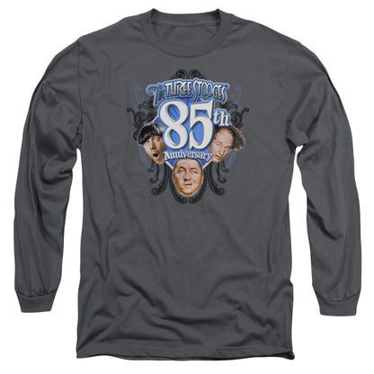 Three Stooges 85Th Anniversary 2 Mens Long Sleeve Shirt Charcoal Officially Licensed