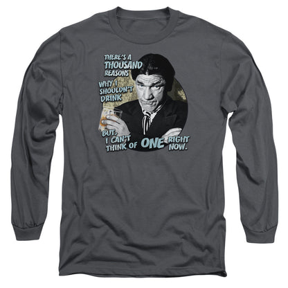 Three Stooges Drink Mens Long Sleeve Shirt Charcoal Officially Licensed