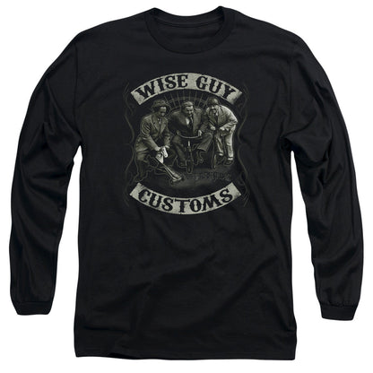 Three Stooges Wise Guy Customs Mens Long Sleeve Shirt Black Officially Licensed