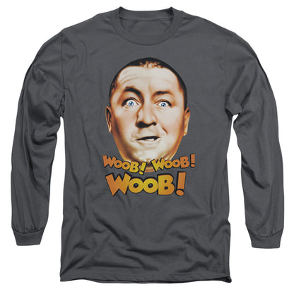 Three Stooges Woob Woob Woob Mens Long Sleeve Shirt Charcoal Officially Licensed