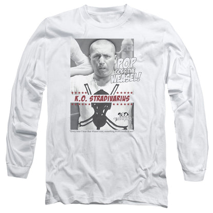 Three Stooges Weasel Mens Long Sleeve Shirt White Officially Licensed