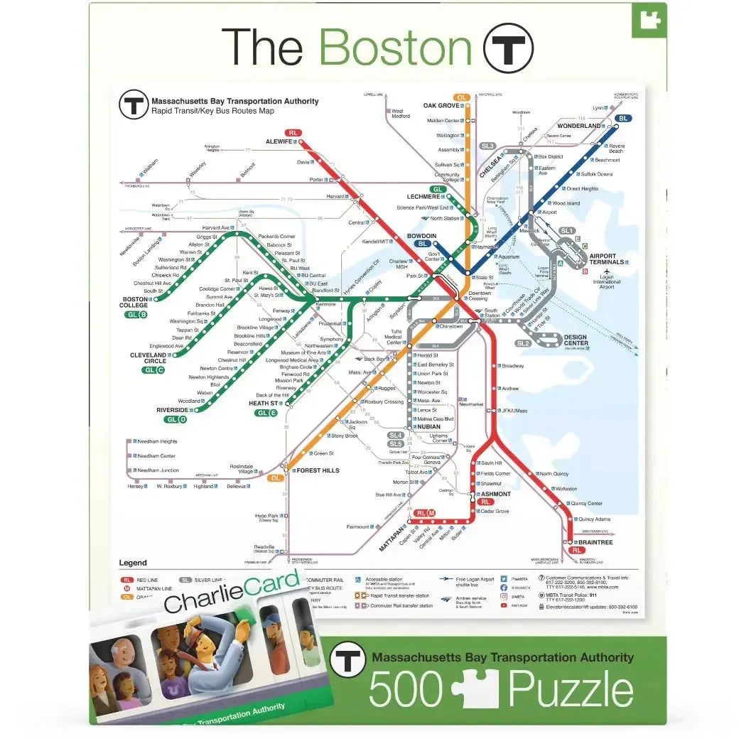 The Boston T Subway Map 500 Piece Jigsaw Puzzle NYPC