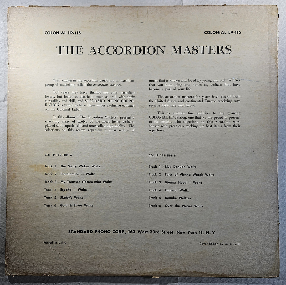 The Accordion Masters - Play Twelve Favorite Waltzes [1958 Used Vinyl Record LP]