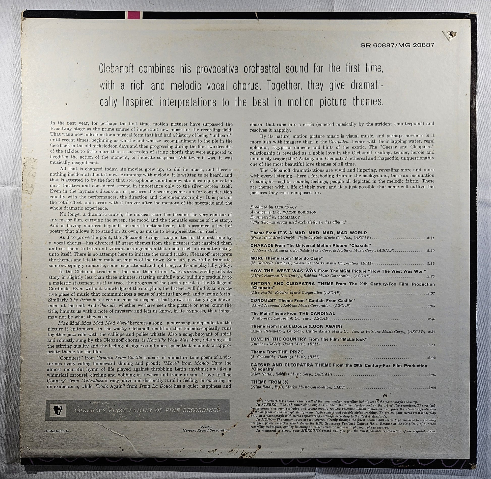 A Film Concert by The Clebanoff Strings, Orchestra & Chorus [1964 Used Vinyl Record LP]