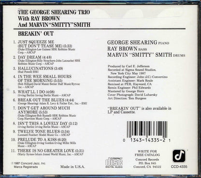 The George Shearing Trio With Ray Brown and Marvin "Smitty" Smith - Breakin' Out [1987 New CD]