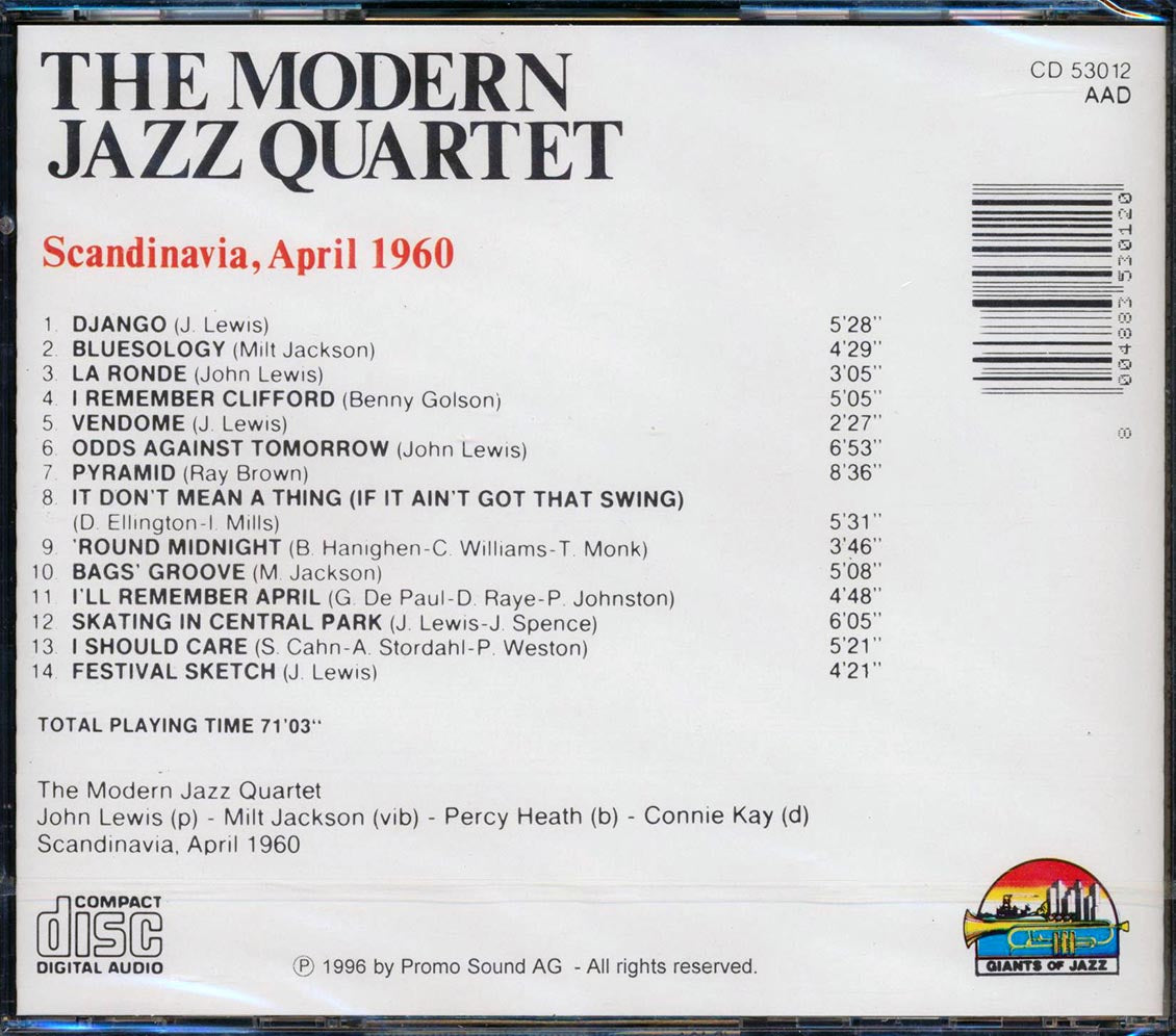 The Modern Jazz Quartet - Scandinavia, April 1960 [1996 Reissue] [New CD]