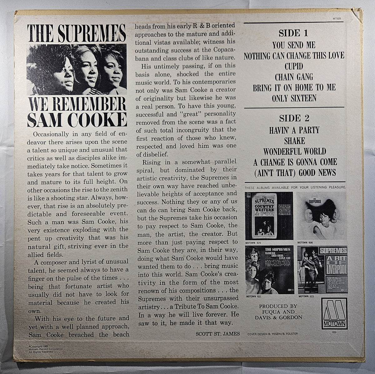The Supremes - We Remember Sam Cooke [1965 Used Vinyl Record LP]