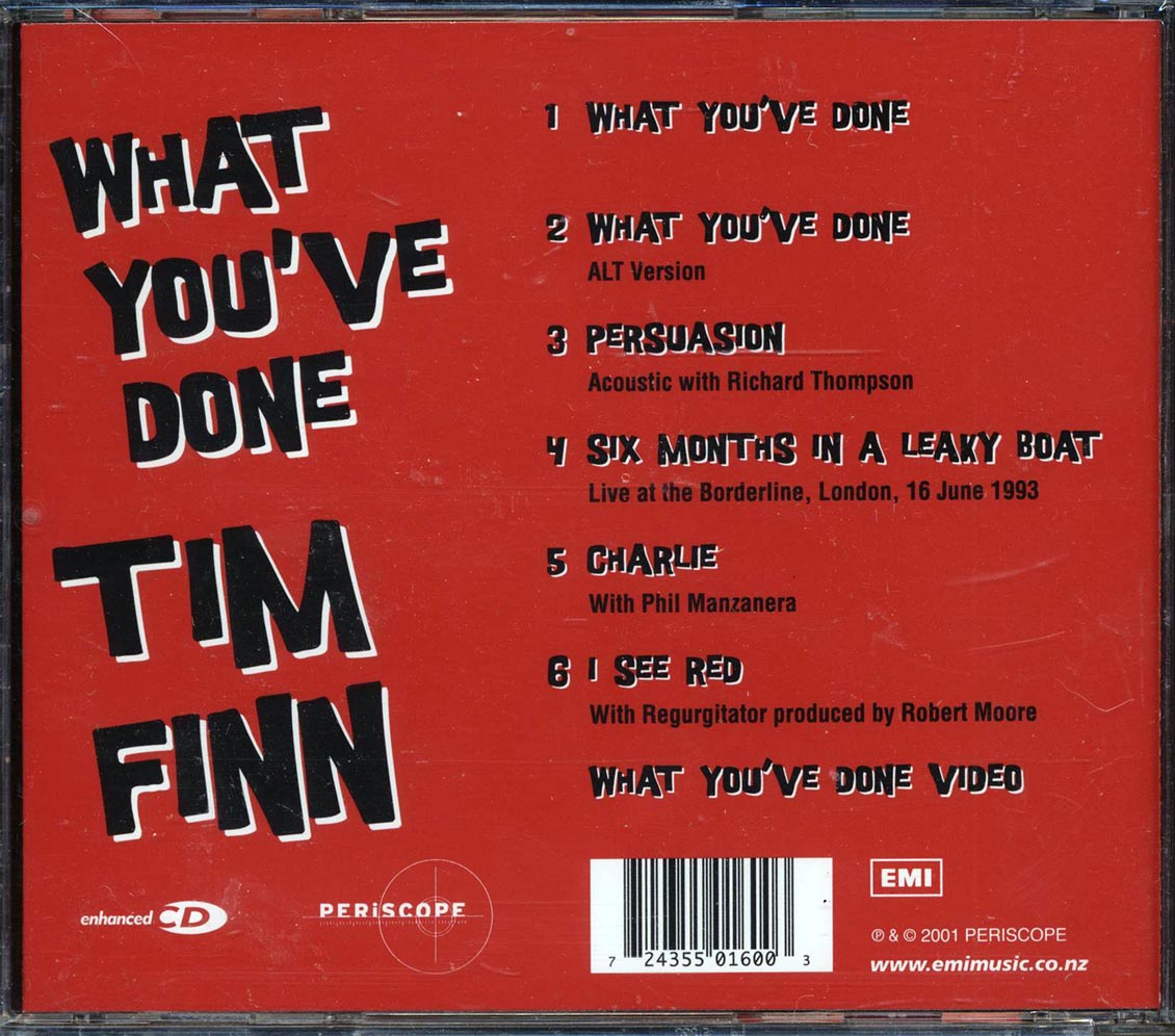 Tim Finn - What You've Done [2001 Enhanced] [New CD EP]