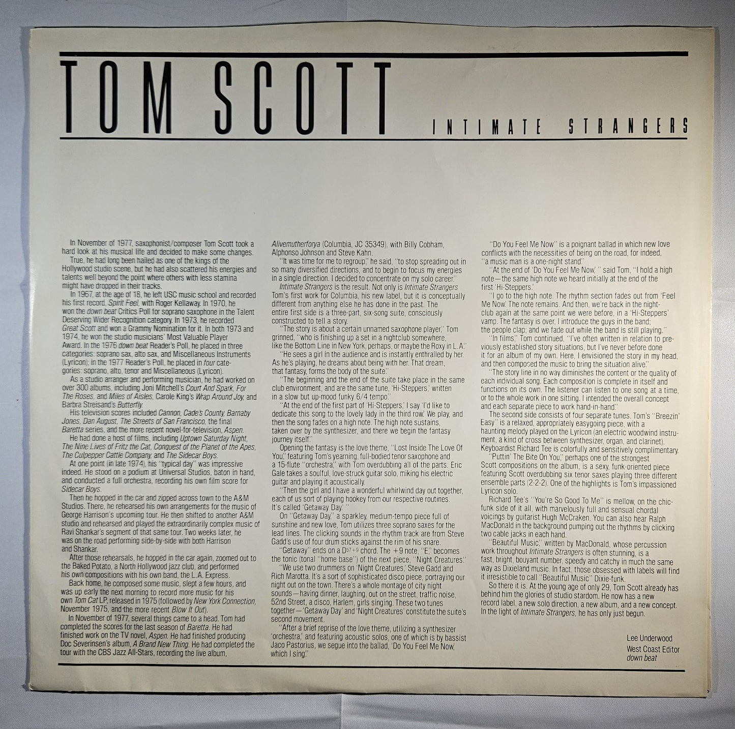 Tom Scott - Intimate Strangers [1978 Santa Maria Pressing] [Used Vinyl Record LP] [B]