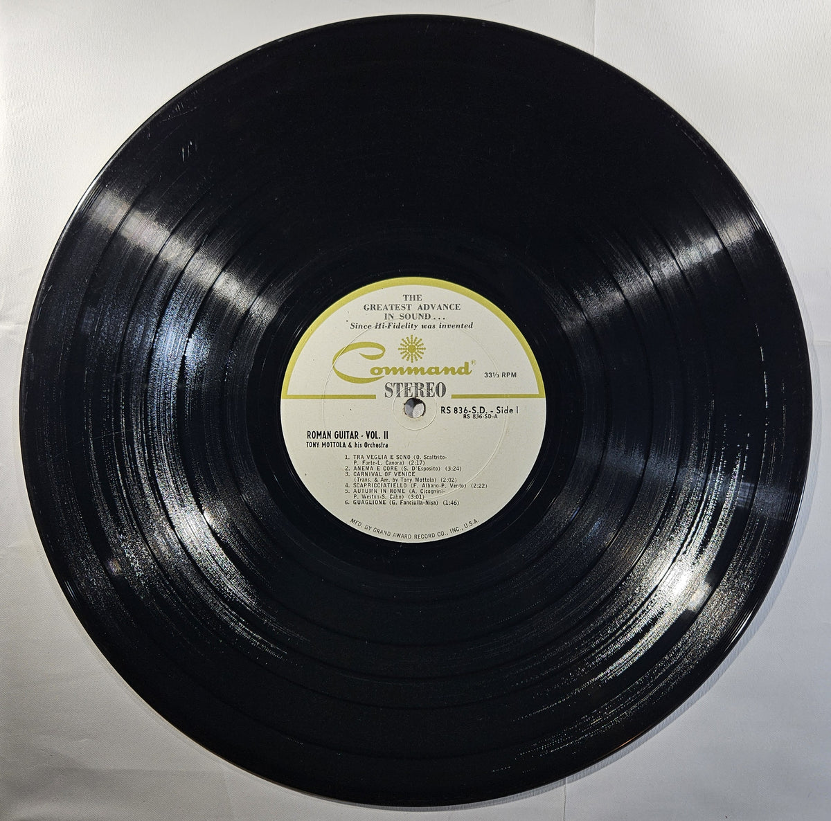 Tony Mottola and His Orchestra - Roman Guitar Volume Two [1962 Used Vinyl LP]