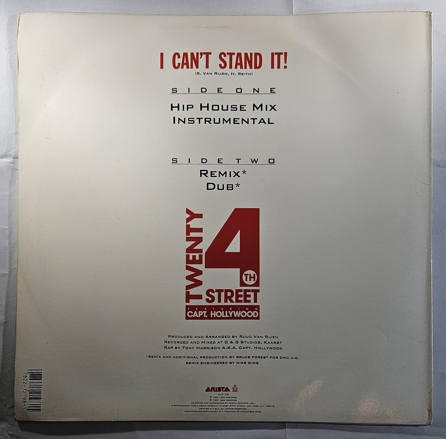 Twenty 4th Street Feat. Capt. Hollywood - I Can't Stand It! [1991 Used Vinyl Record 12" Single] [B]