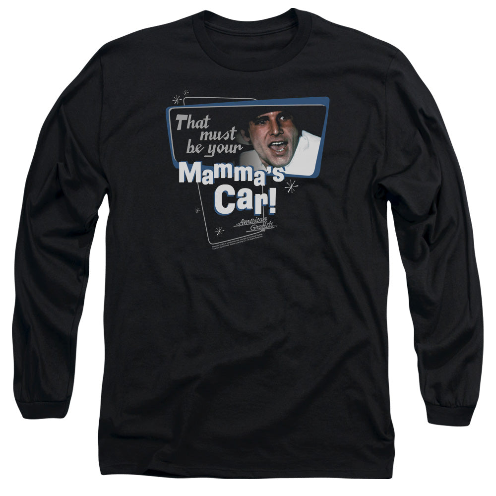 American Grafitti Mammas Car Mens Long Sleeve Shirt Black Black Officially Licensed