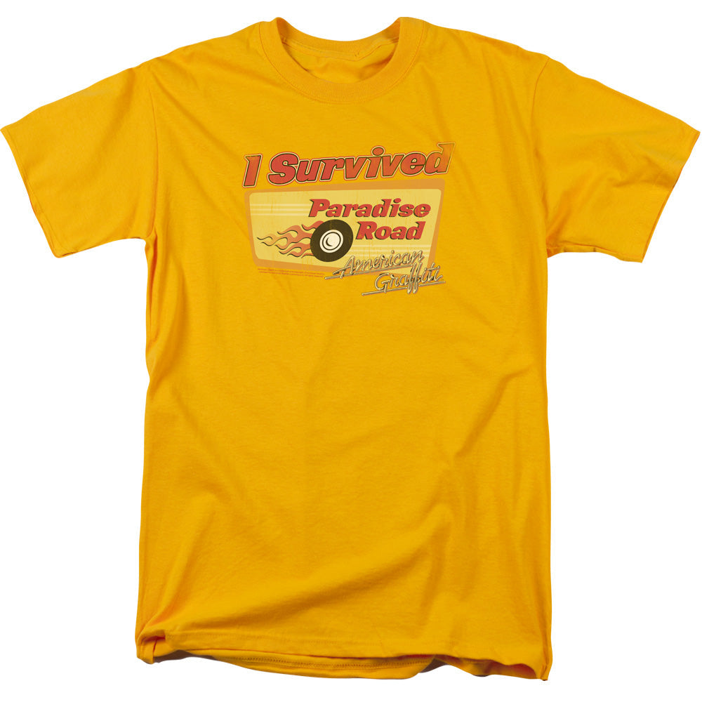 American Grafitti Paradise Road Mens T Shirt Gold Gold Officially Licensed