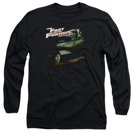 Tokyo Drift Drifting Together Mens Long Sleeve Shirt Black Officially Licensed