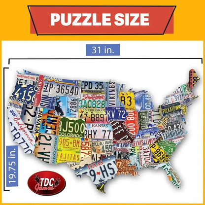 USA License Plates 1000 Piece Shaped Jigsaw Puzzle TDC