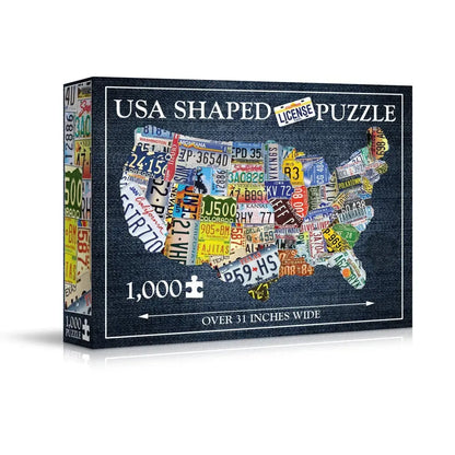 USA License Plates 1000 Piece Shaped Jigsaw Puzzle TDC