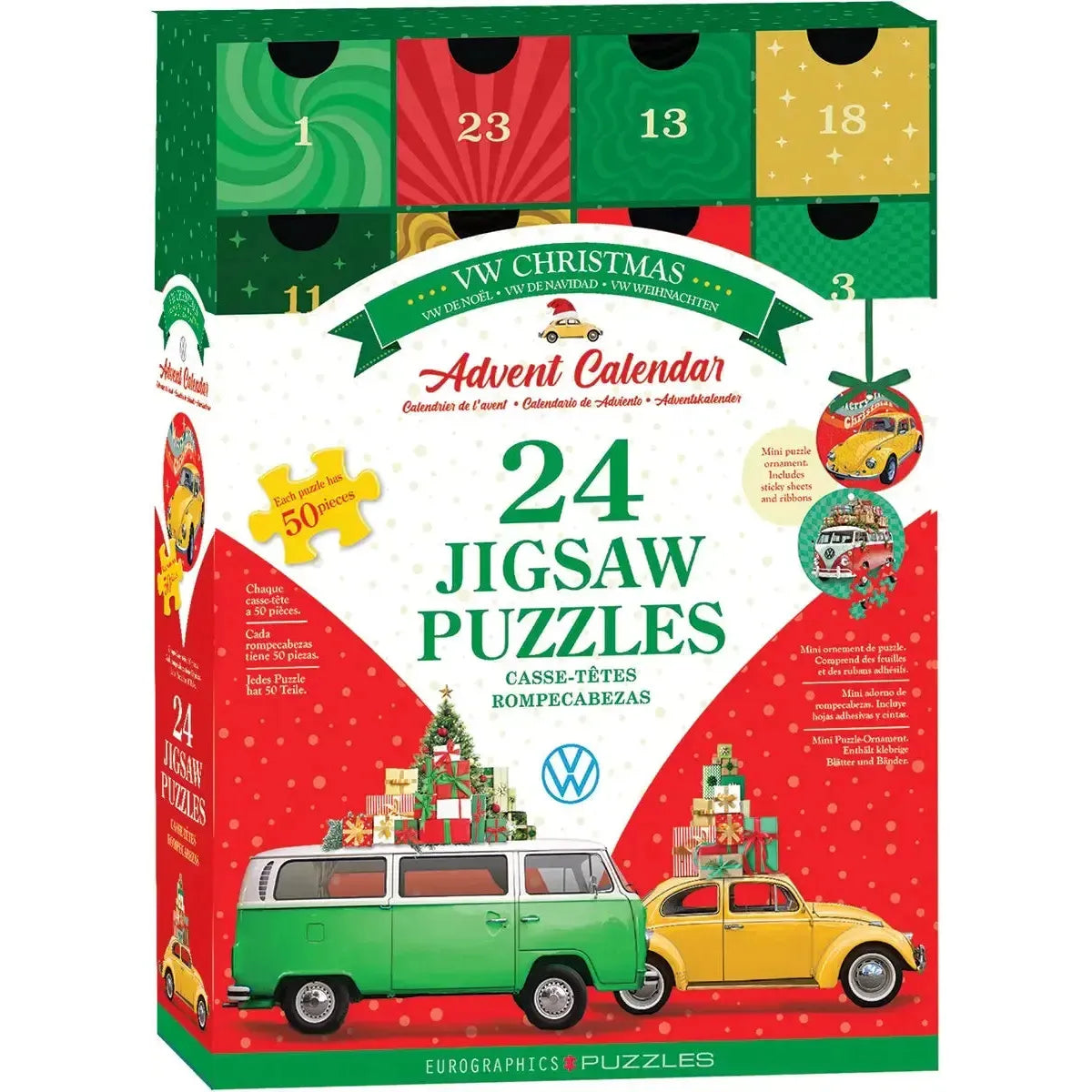 VW Christmas Advent Calendar - 24 Set of 50 Piece Mini Jigsaw Puzzles Eurographics