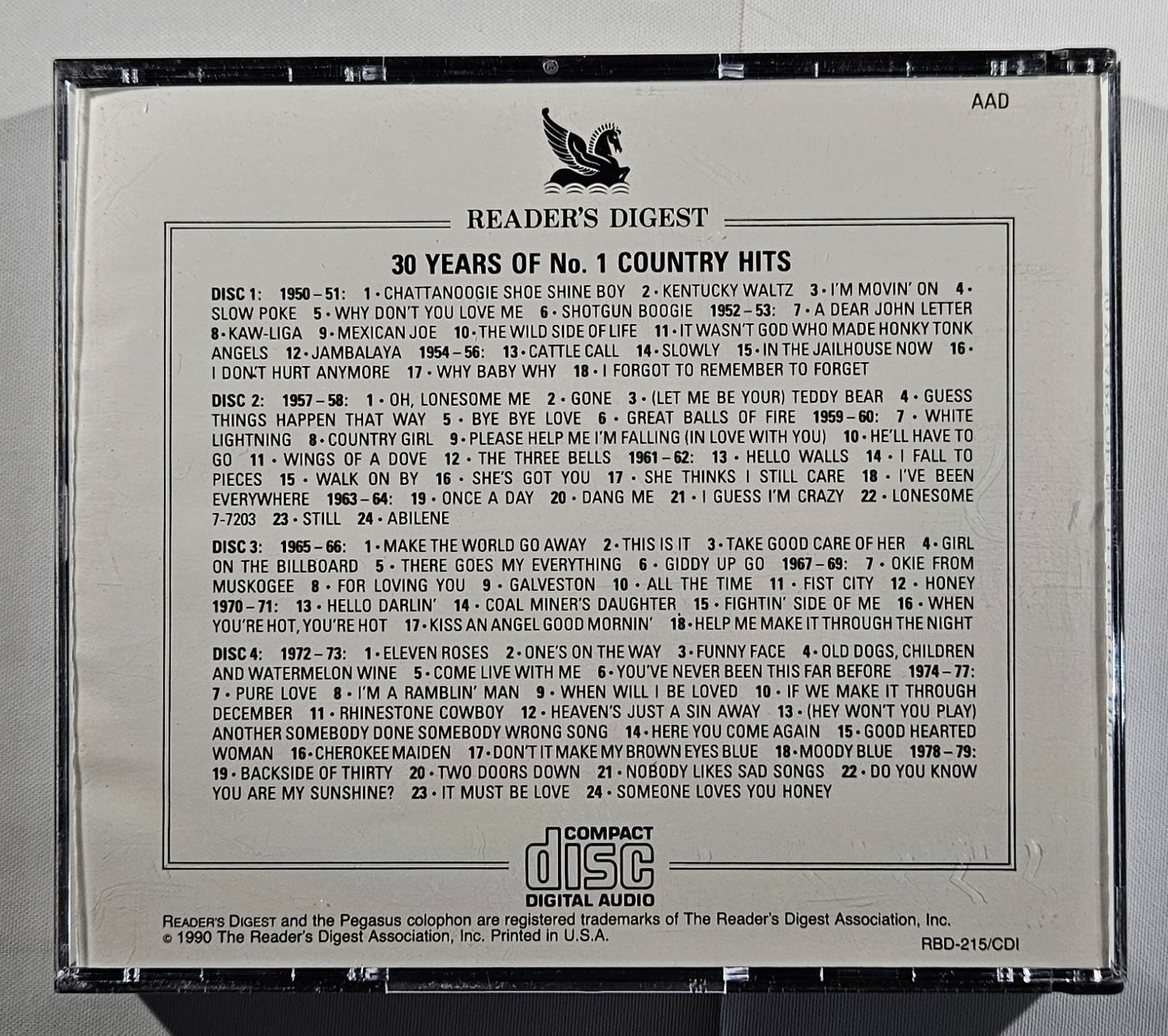 Various - 30 Years of No. 1 Country Hits [1990 Compilation] [Used 4x CD]