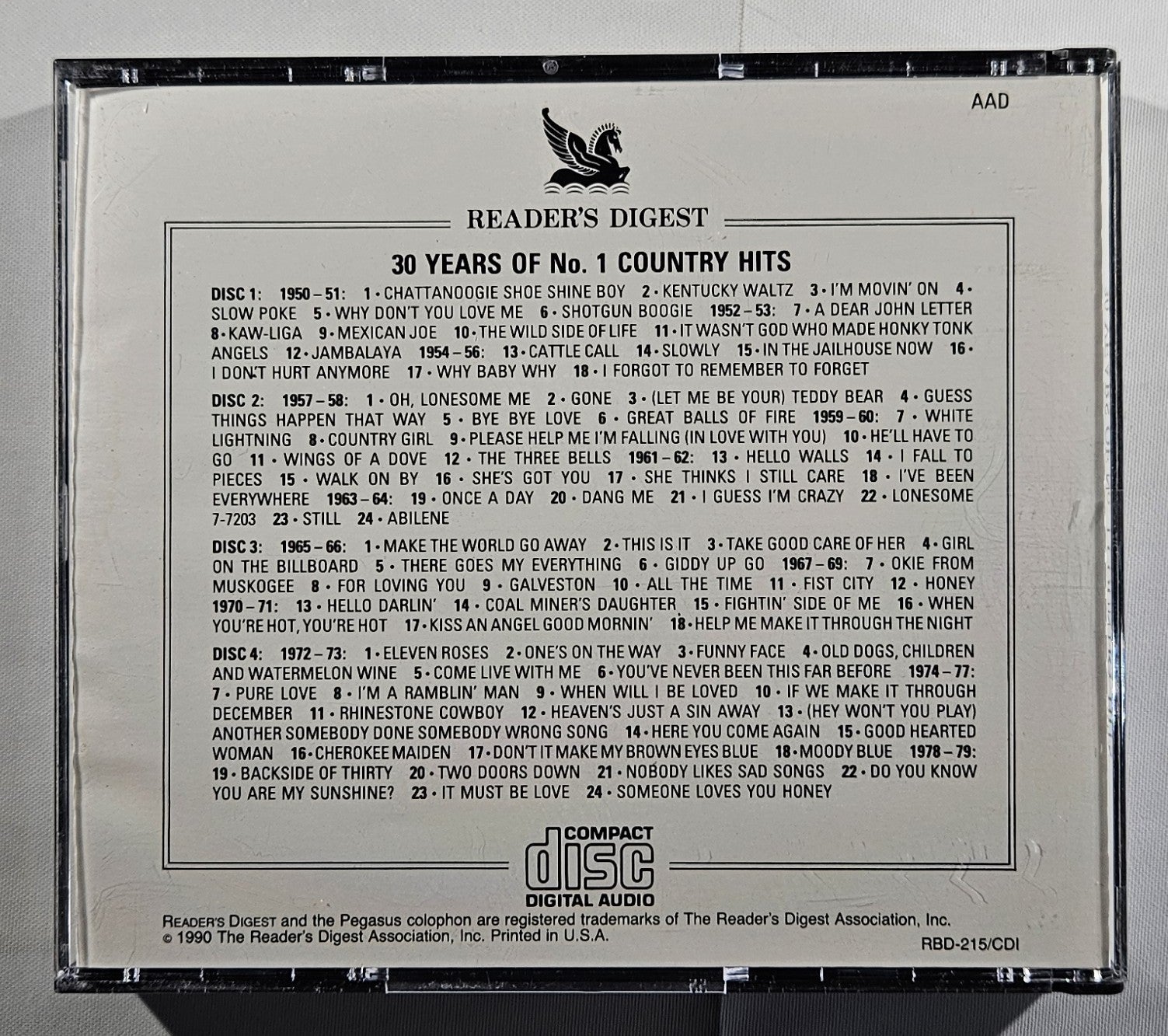 Various - 30 Years of No. 1 Country Hits [1990 Compilation] [Used 4x CD]