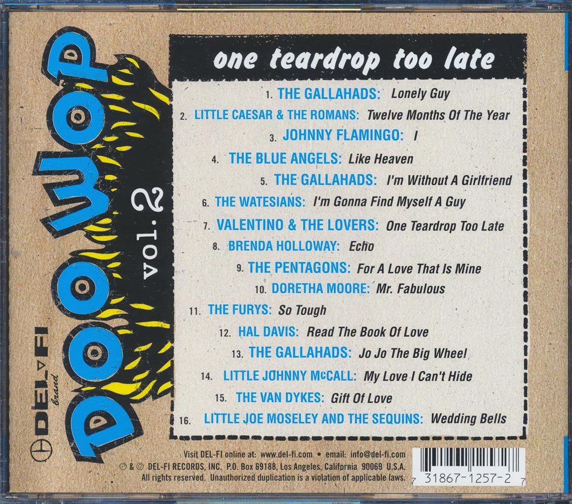 Various - Doo Wop Vol. 2 One Teardrop Too Late [1998 Compilation] [New CD]