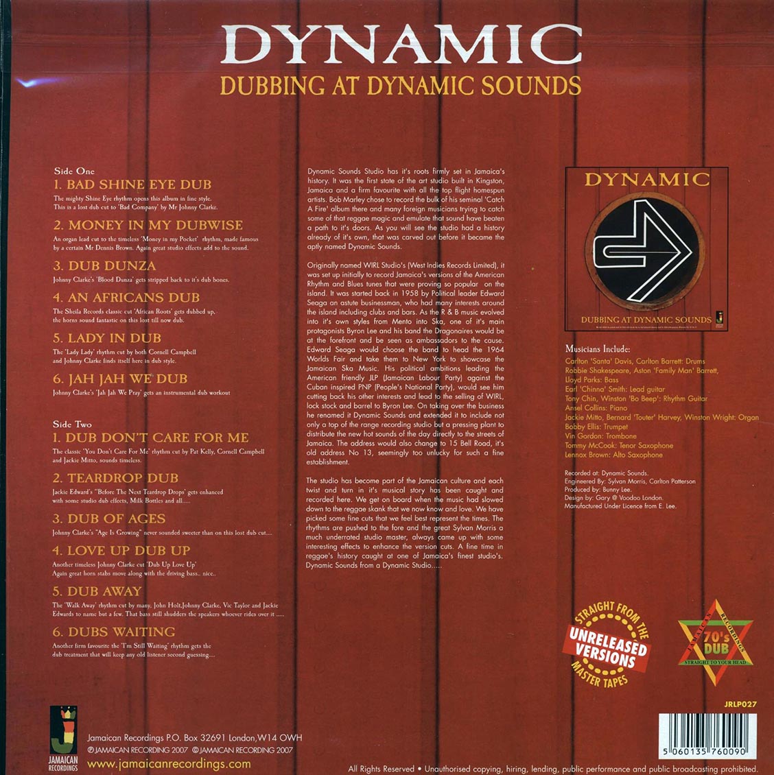 Various - Dynamic - Dubbing at Dynamic Sounds [2007 180G] [New Vinyl Record LP]