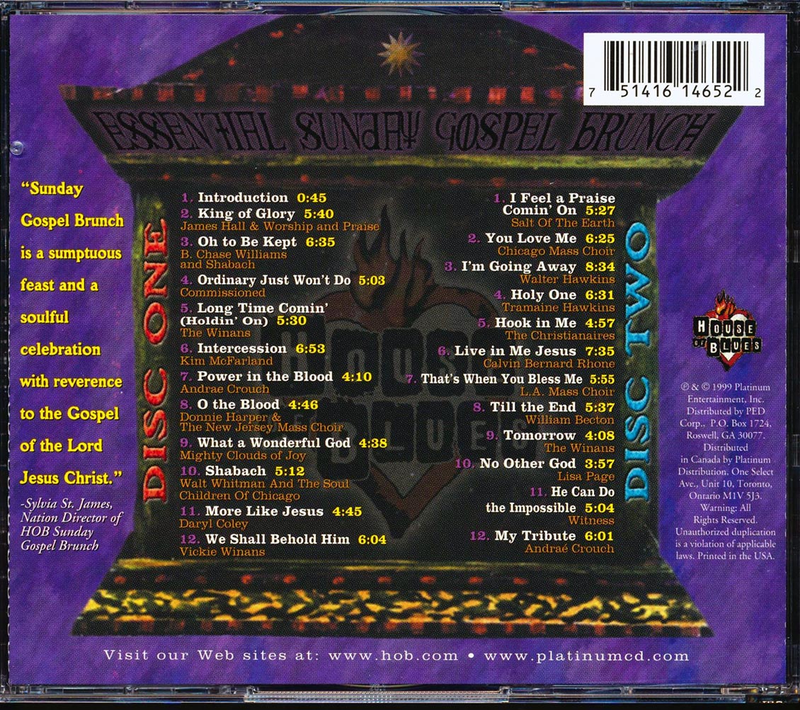 Various - Essential Sunday Gospel Brunch [1999 Compilation] [New Double CD]