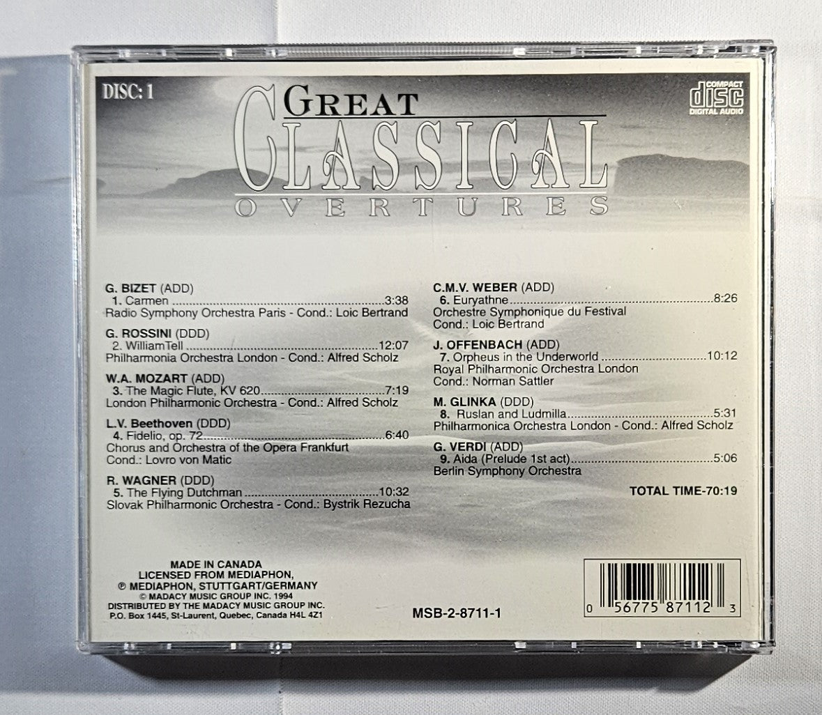 Various - Great Classical Overtures (Disc: 1) [1994 Compilation] [Used CD]