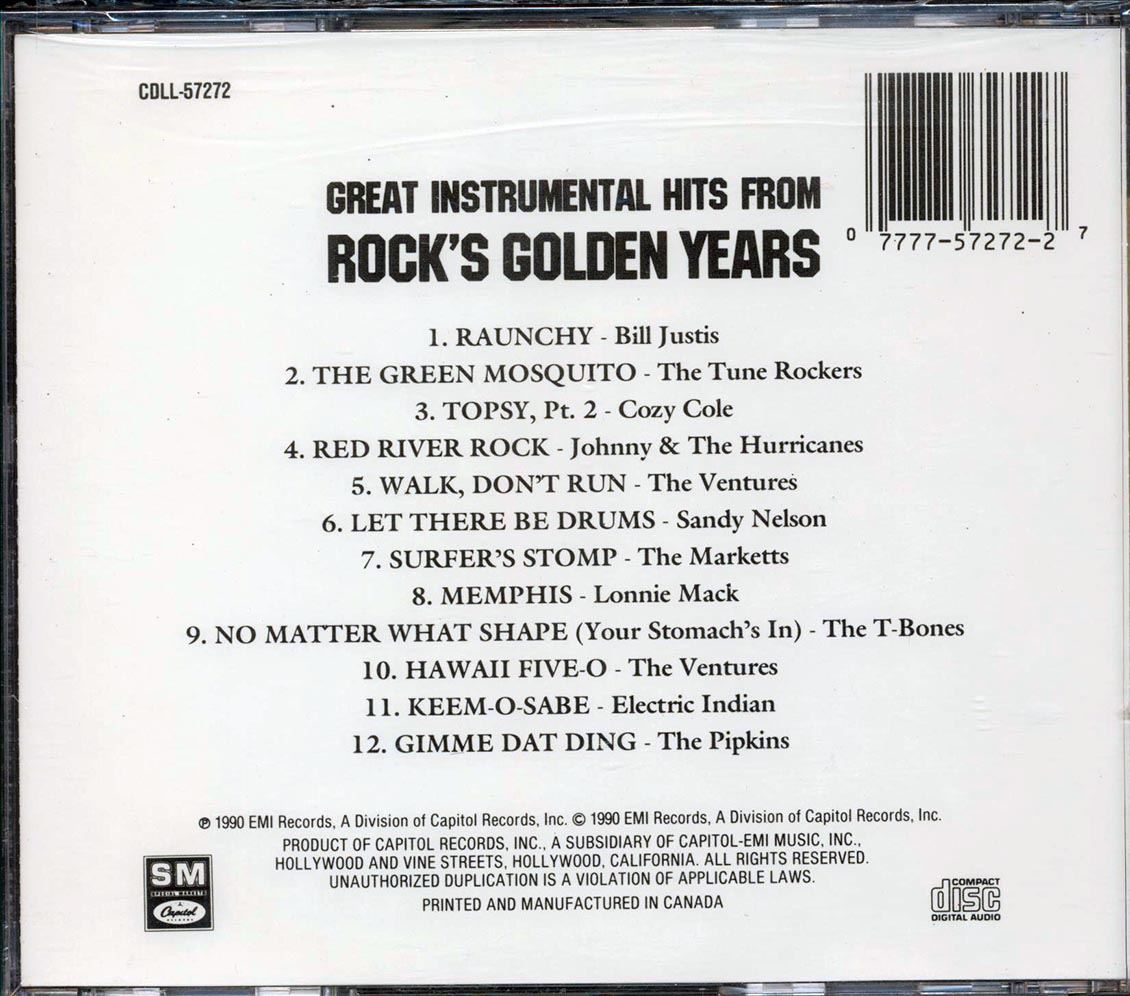 Various - Great Instrumental Hits From Rock's Golden Years [1990 New CD]