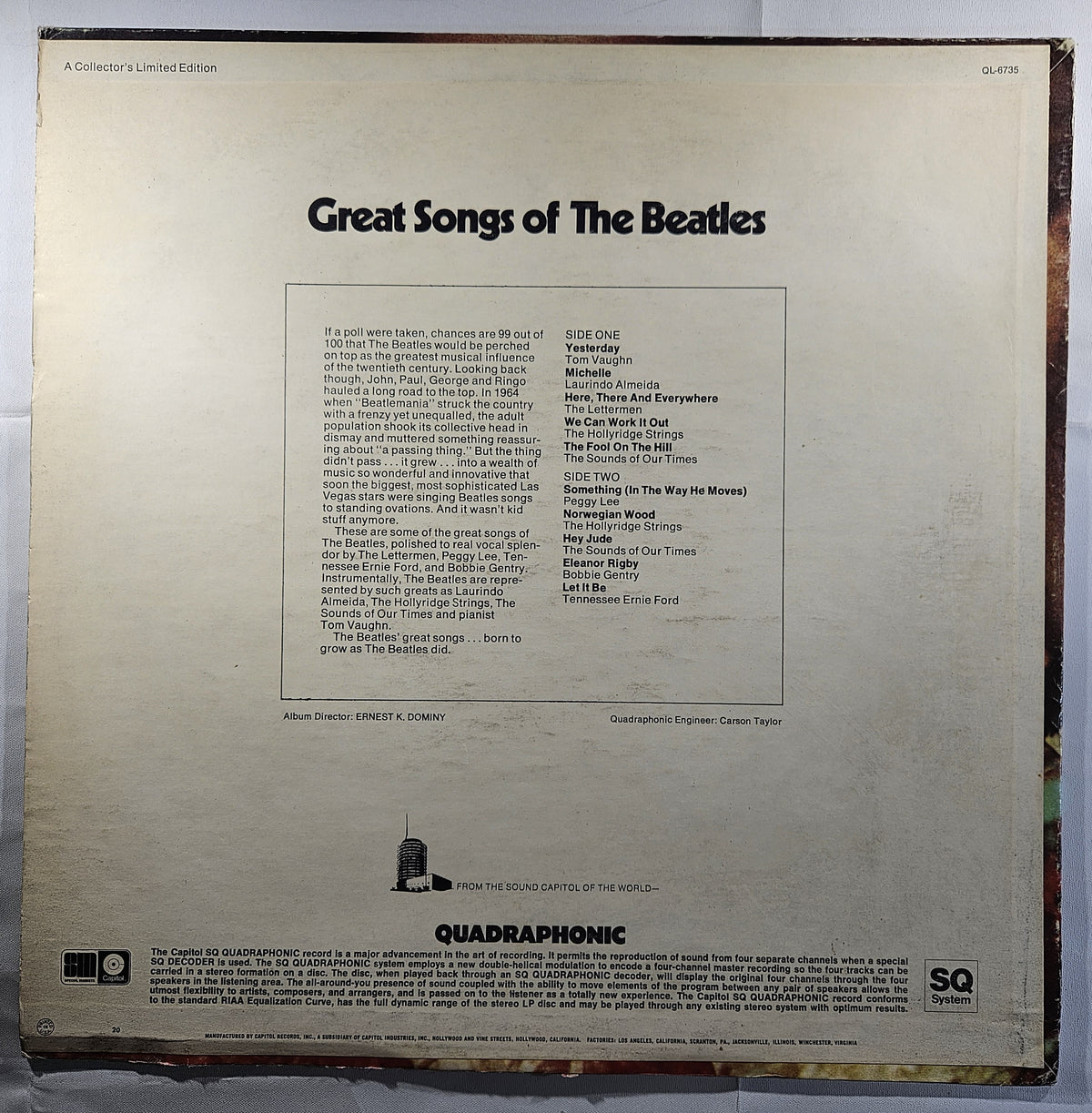 Various - Great Songs of The Beatles [1972 Quadrophonic] [Used Vinyl Record LP]