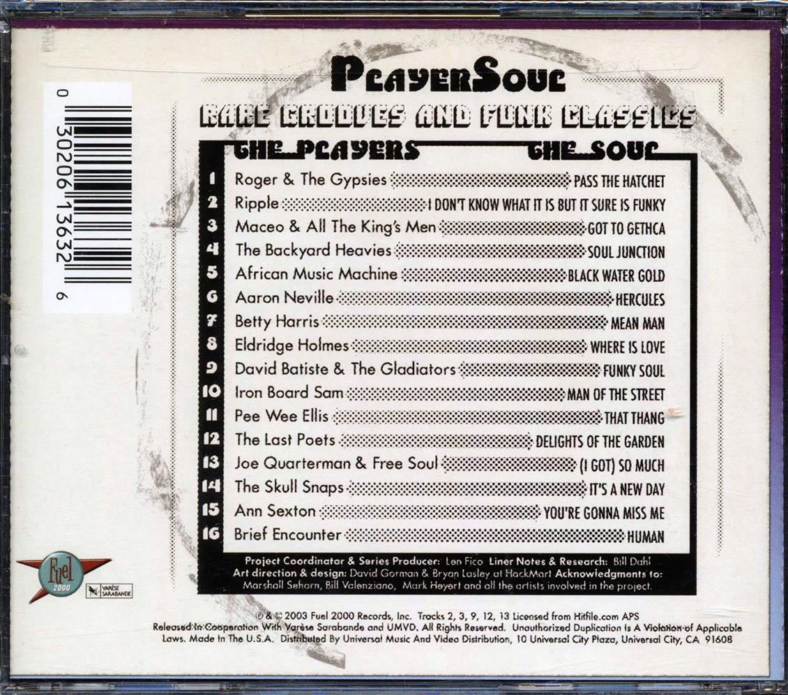 Various - Player Soul (Rare Grooves and Funk Classics) [2003 New CD]