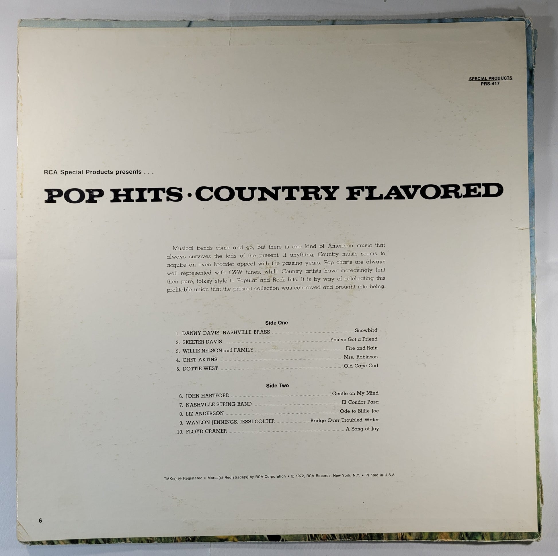 Various - Pop Hits - Country Flavored [1972 Compilation] [Used Vinyl Record LP]