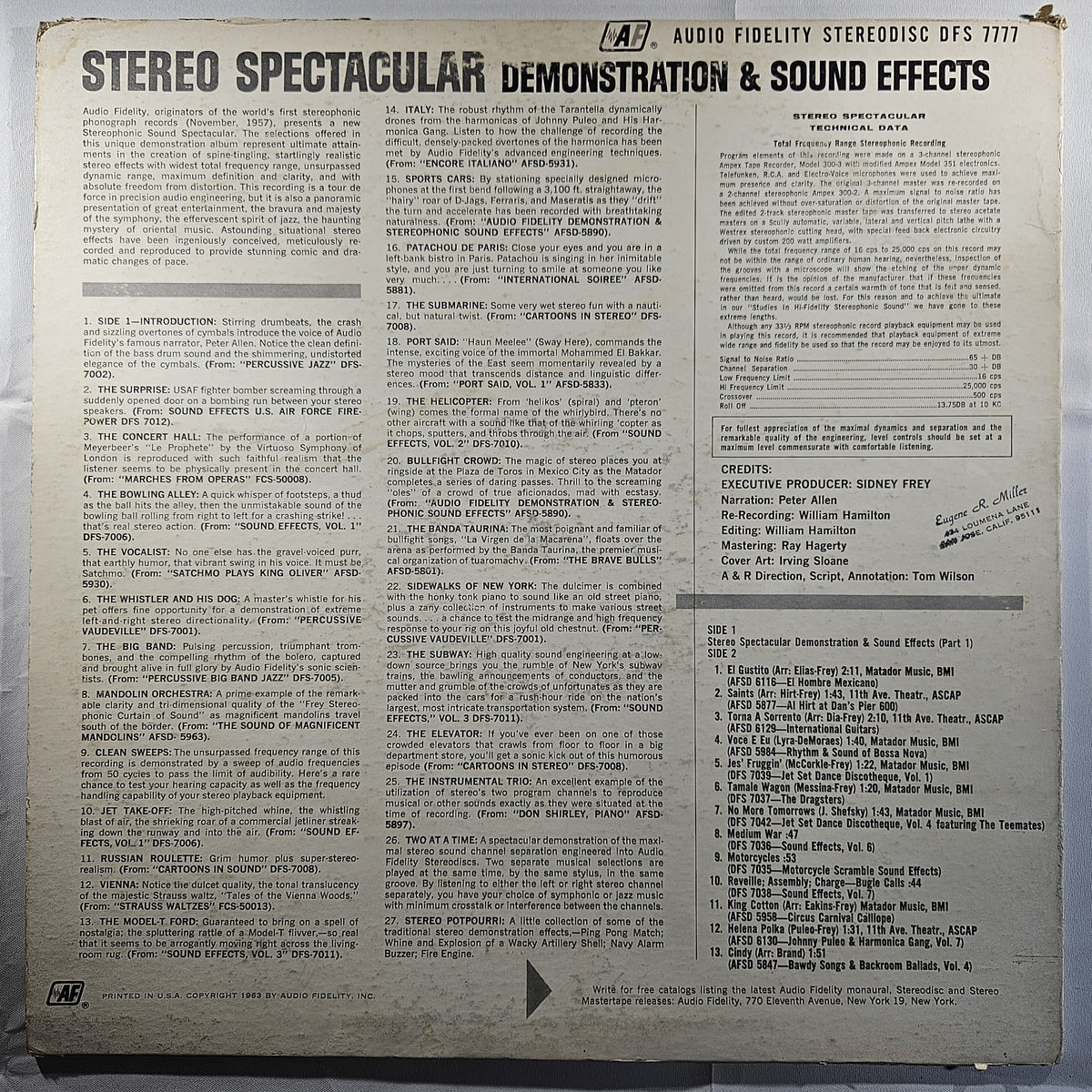 Stereo Spectacular Demonstration & Sound Effects [1963 Used Vinyl Record LP]